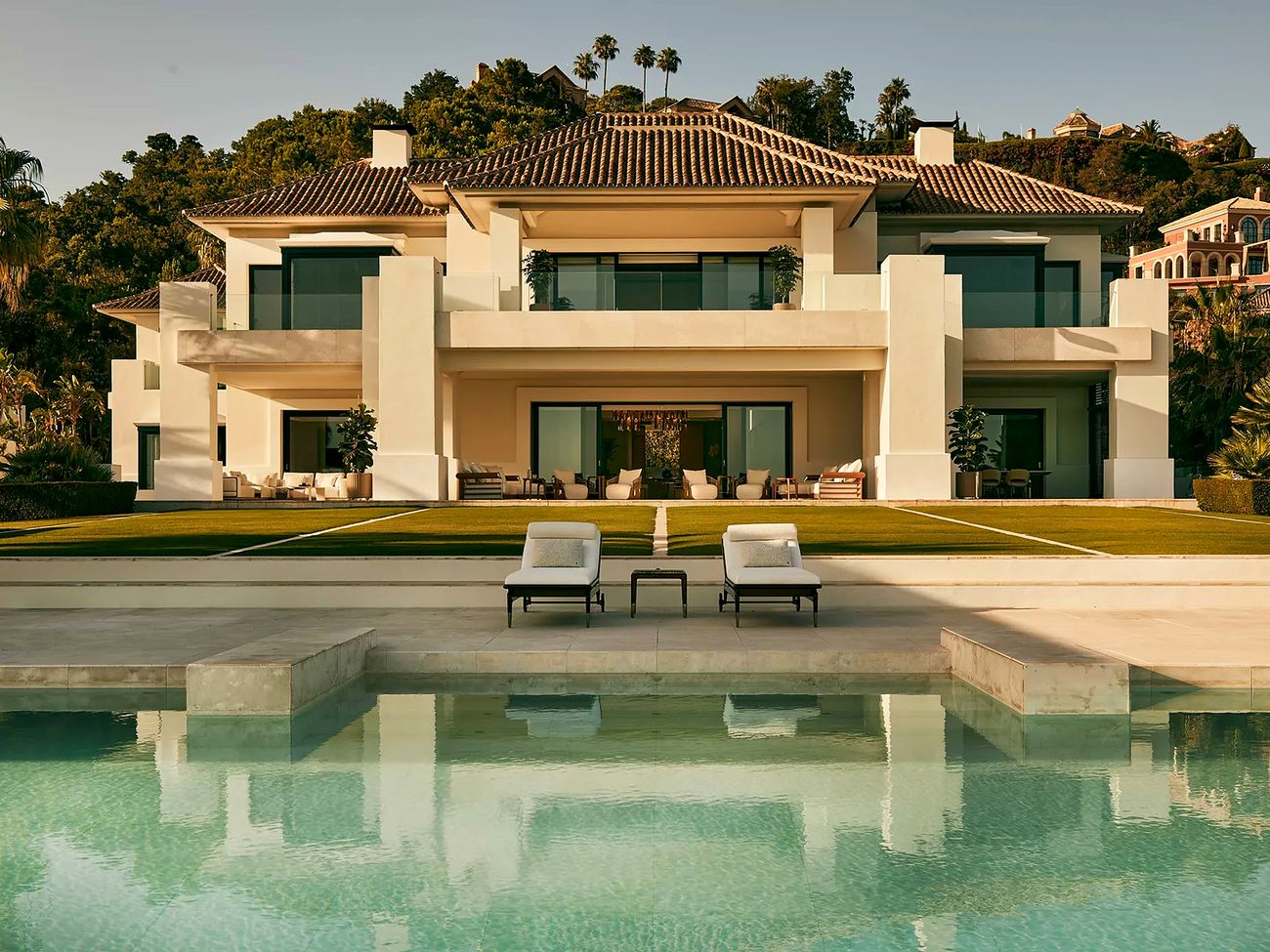 Mediterranean estate with reflecting pool
